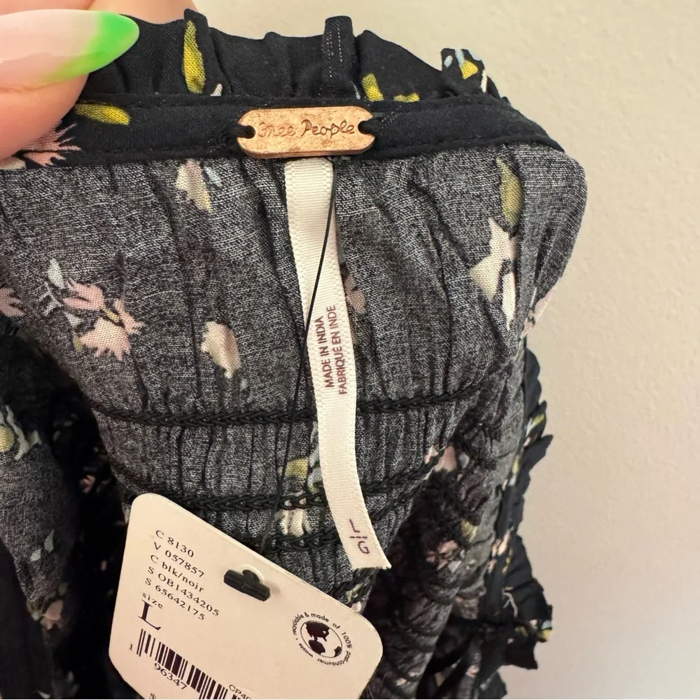 Free People Kaia Crop Top Floral Black‎